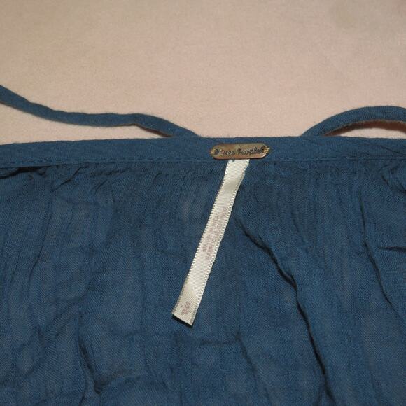 Free People Blue Boho Embroidered Strappy Cutwork Swing Tank - Picture 8 of 10